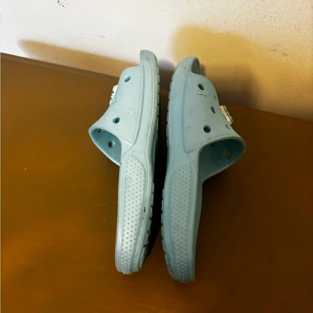 CROCS Kids Light Blue Slide Sandals 4/6